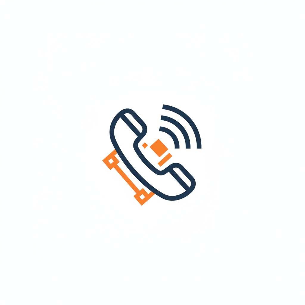Ein stilisiertes Telefonhörer-Symbol mit ausgehenden Signalwellen.
